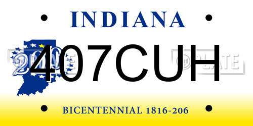 407CUH Indiana License Plate