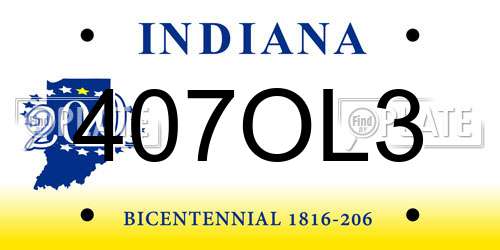 407OL3 Indiana License Plate