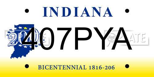 407PYA Indiana License Plate
