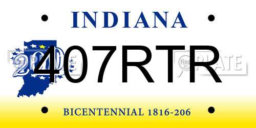 407RTR Indiana License Plate