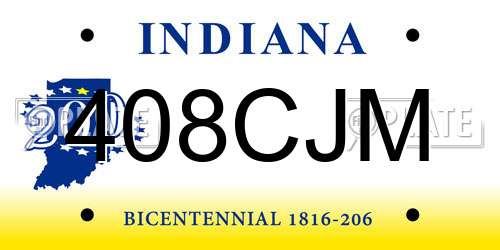 408CJM Indiana License Plate