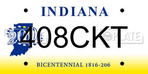 408CKT license plate in IN state
