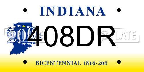 408DR Indiana License Plate