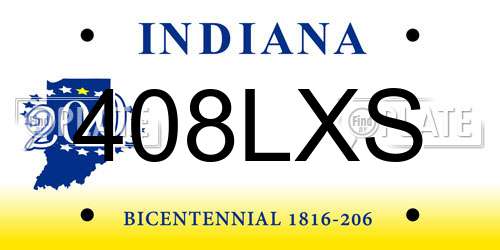408LXS Indiana License Plate