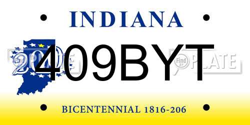 409BYT Indiana License Plate
