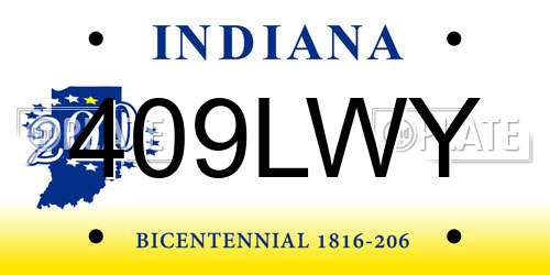 409LWY Indiana License Plate