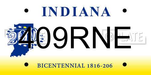 409RNE Indiana License Plate