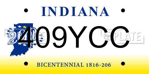 409YCC Indiana License Plate
