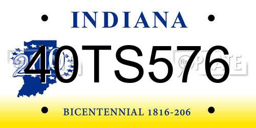 40TS576 Indiana License Plate