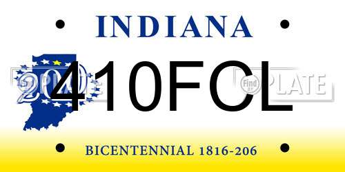 410FCL Indiana License Plate