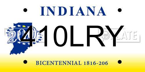 410LRY Indiana License Plate