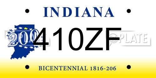410ZF Indiana License Plate