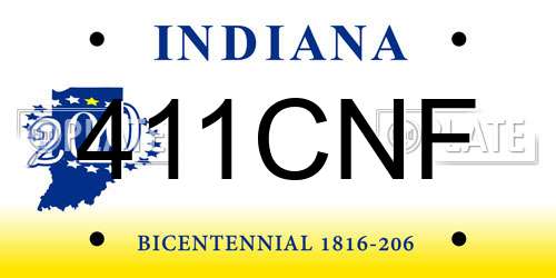 411CNF Indiana License Plate