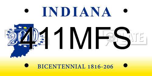 411MFS Indiana License Plate