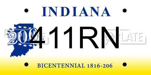 411RN Indiana License Plate