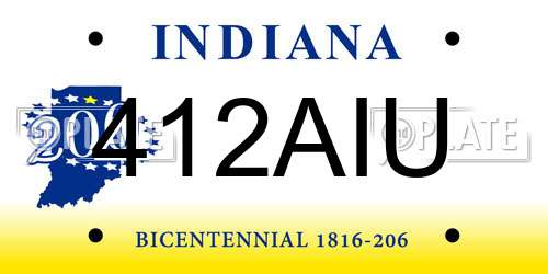412AIU Indiana License Plate
