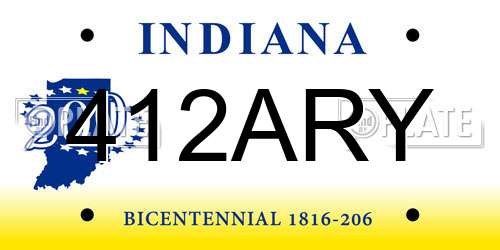 412ARY Indiana License Plate