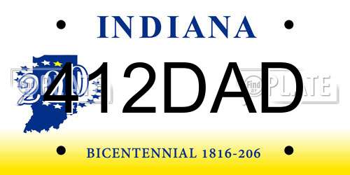 412DAD Indiana License Plate