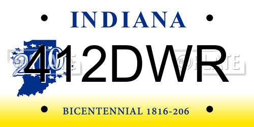 412DWR Indiana License Plate