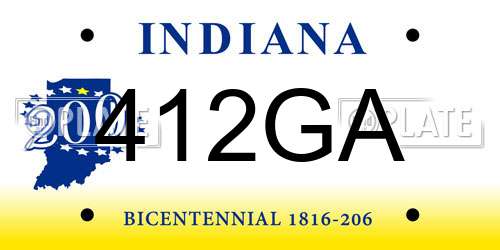 412GA Indiana License Plate