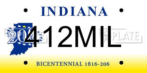 412MIL Indiana License Plate