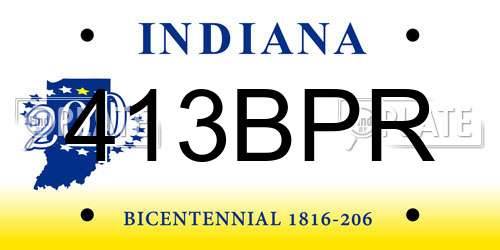 413BPR Indiana License Plate
