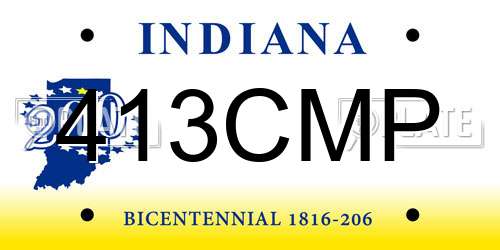 413CMP Indiana License Plate