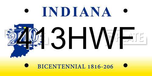 413HWF Indiana License Plate