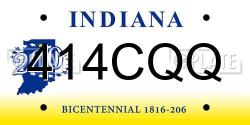 414CQQ Indiana License Plate