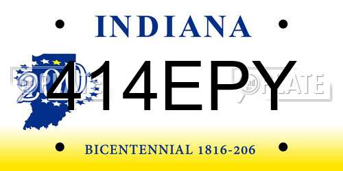 414EPY Indiana License Plate
