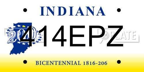 414EPZ Indiana License Plate