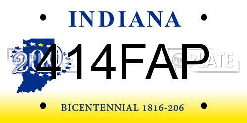 414FAP Indiana License Plate