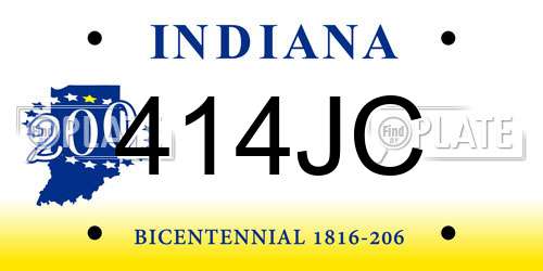 414JC Indiana License Plate