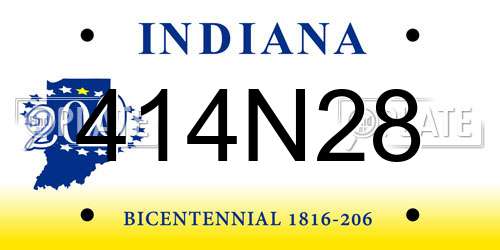 414N28 Indiana License Plate