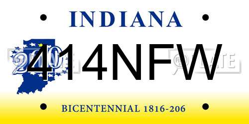 414NFW Indiana License Plate