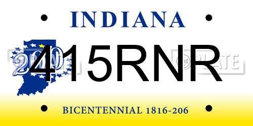 415RNR Indiana License Plate