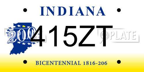 415ZT Indiana License Plate