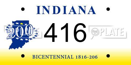 416 Indiana License Plate