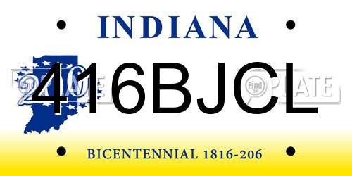 416BJCL Indiana License Plate