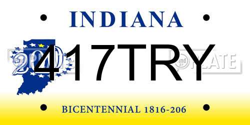 417TRY Indiana License Plate