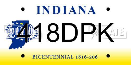 418DPK Indiana License Plate