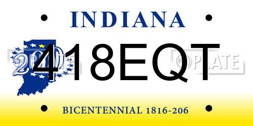 418EQT Indiana License Plate