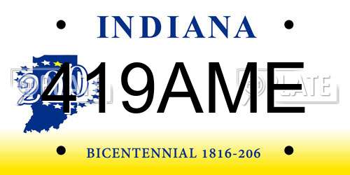 419AME Indiana License Plate