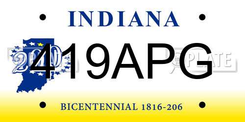419APG Indiana License Plate