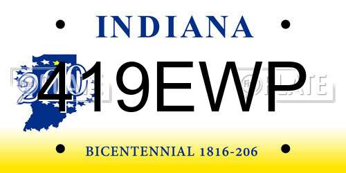 419EWP Indiana License Plate