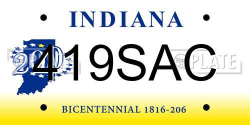 419SAC Indiana License Plate