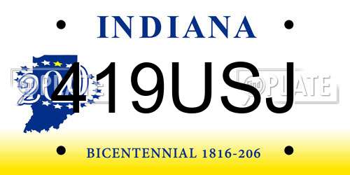 419USJ Indiana License Plate