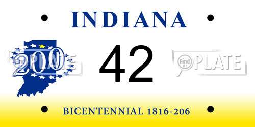 42 Indiana License Plate