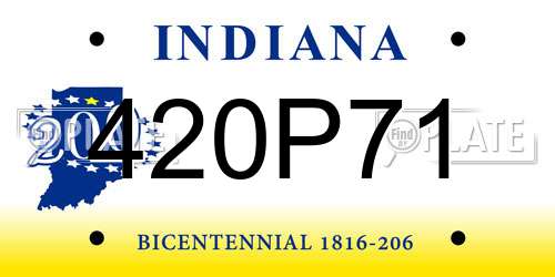 420P71 Indiana License Plate