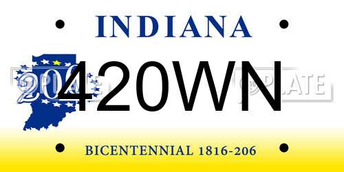420WN Indiana License Plate
